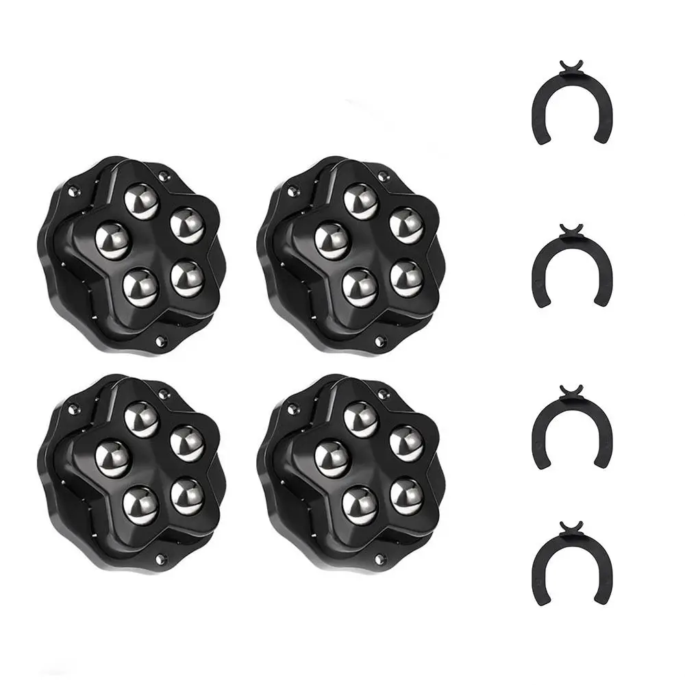 

4Pcs Self Adhesive Ball Universal Wheel Mute 360° Rotation Universal Pulley Five-pointed star 5 Beads Furniture Casters