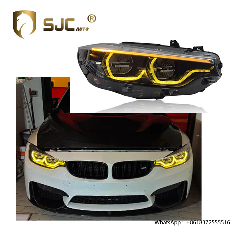 

daSJC Auto Car Part for 4 Series F32 F36 F82 M3 F80 Headlight Assembly 2013-2020 New Design Yellow and White LED Running Lig