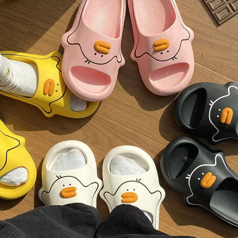 New Summer Women's Slippers Cute Student Dormitory Indoor Outer Wear Non-Slip Thick Base Step-In Sandals Home Use Cotton Slipper