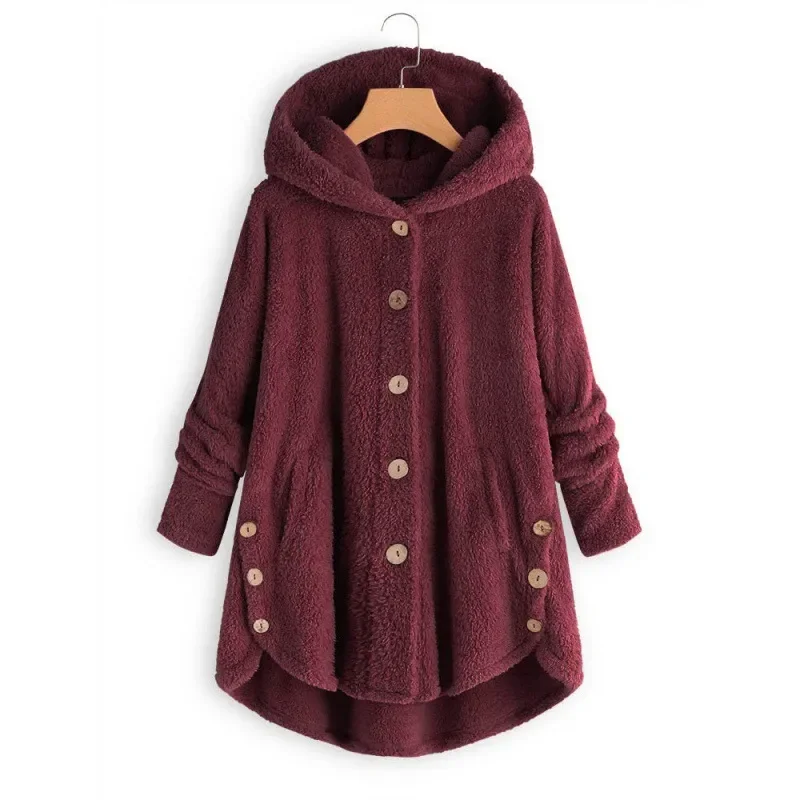 Autumn Winter Coat Women Warm Teddy Bear Coat Wool Jacket Female Plush Coat Hooded Jacket New Women\'s Coats Solid Color Jacket