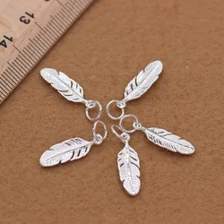 Buyee 925 Sterling Silver Earring DIY Jewelry Accessory Feather Pendant Charms for Woman Bracelet DIY Jewelry Marking Finding