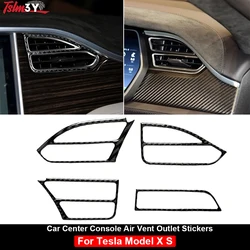 For Tesla Model X 2016-2020 Model S 2012-2020 Carbon Fiber Car Interior Center Console Air Vent Outlet Cover Trim Stickers