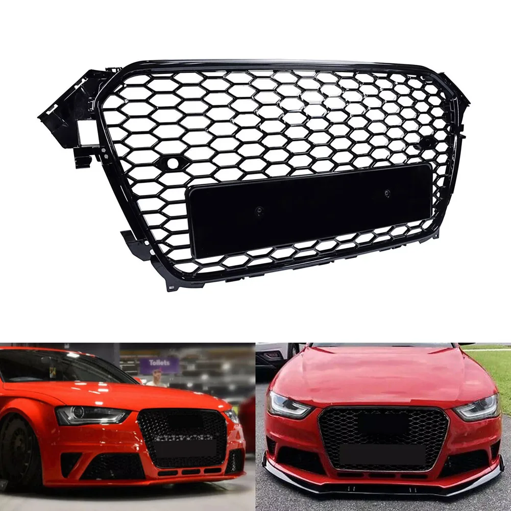 

Honeycomb Mesh Front Bumper Grille Frame Trim Grille Cover Parts Compatible For A4 B8PA 2013-2016 European Model 8K0853651E