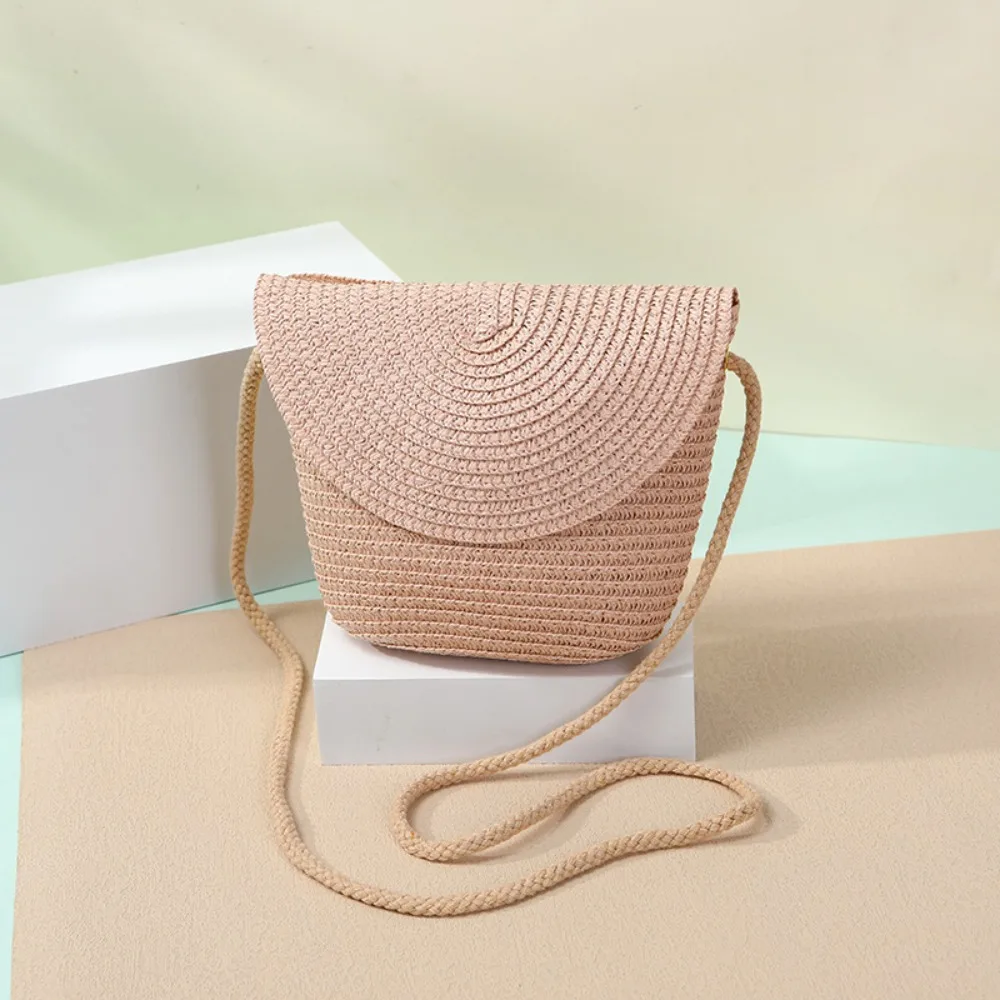 Fashion Shell Shape Straw Bag Handmade Mini Straw Handbag Handbag Kid Children