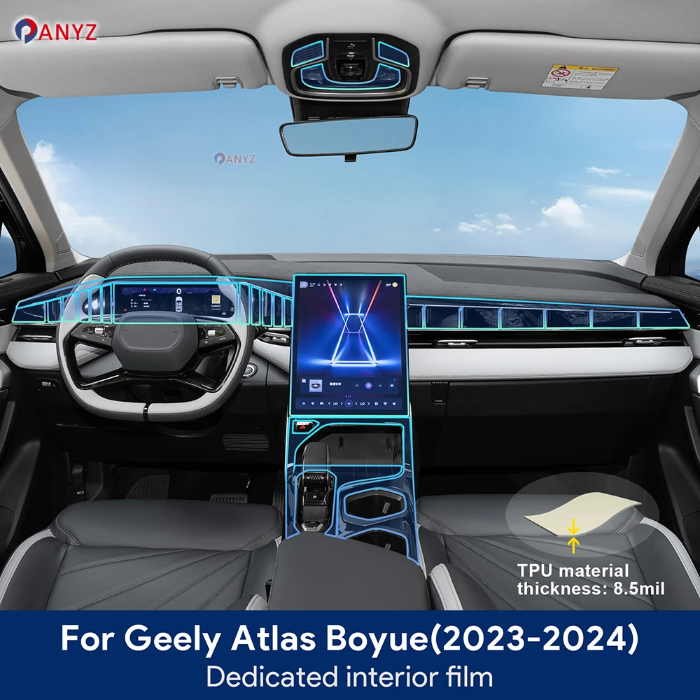 Center Console Gear Navigator Door TPU Sticker Transparent Protective Interior Film for Geely Atlas Boyue 2023 2024 Accessories
