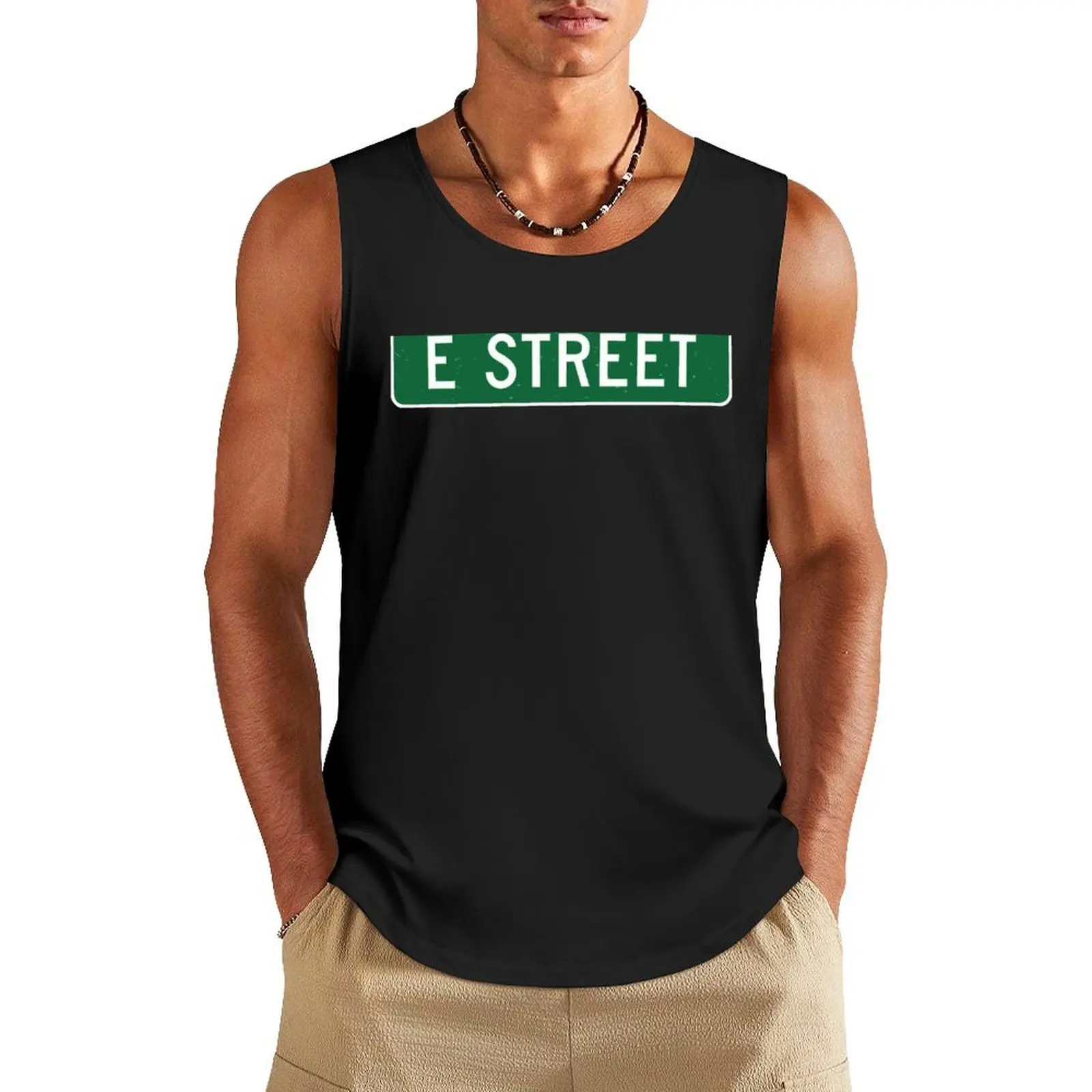 

E Street Sign Tank Top Men's summer vest sexy clothes men Sports shirt man