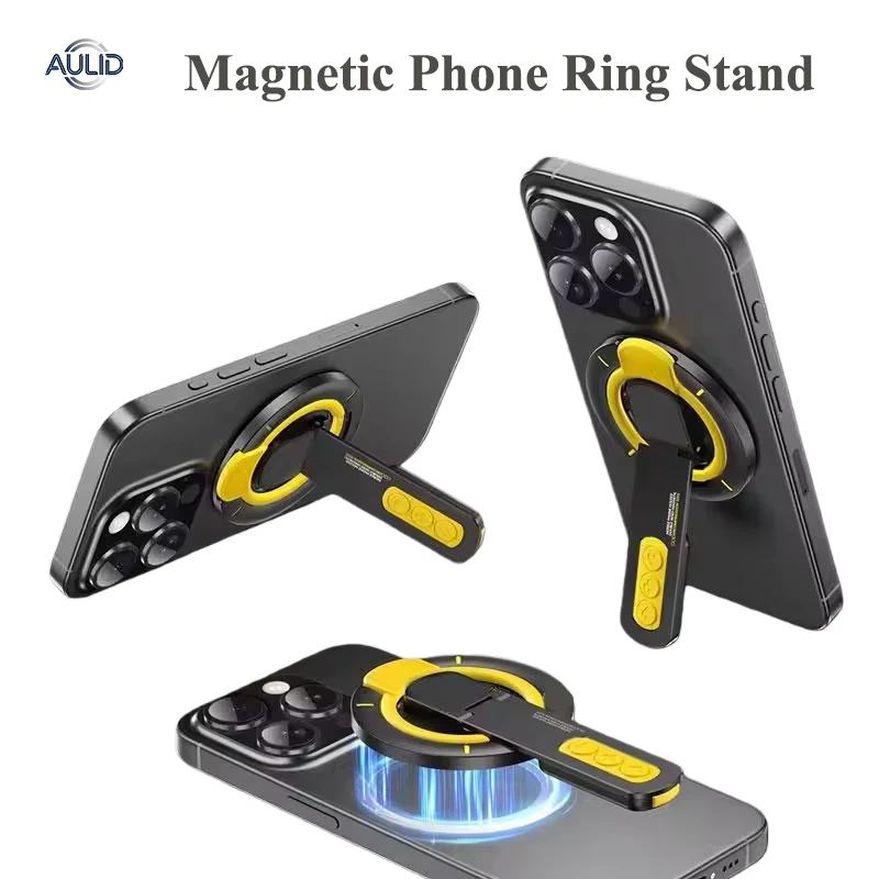 Aulid Magnetic Phone Ring Holder Stand for iPhone 17/15/16/14/13/12 Pro Max MagSafe Metal Universal Smart Cell Phone Desk Stand