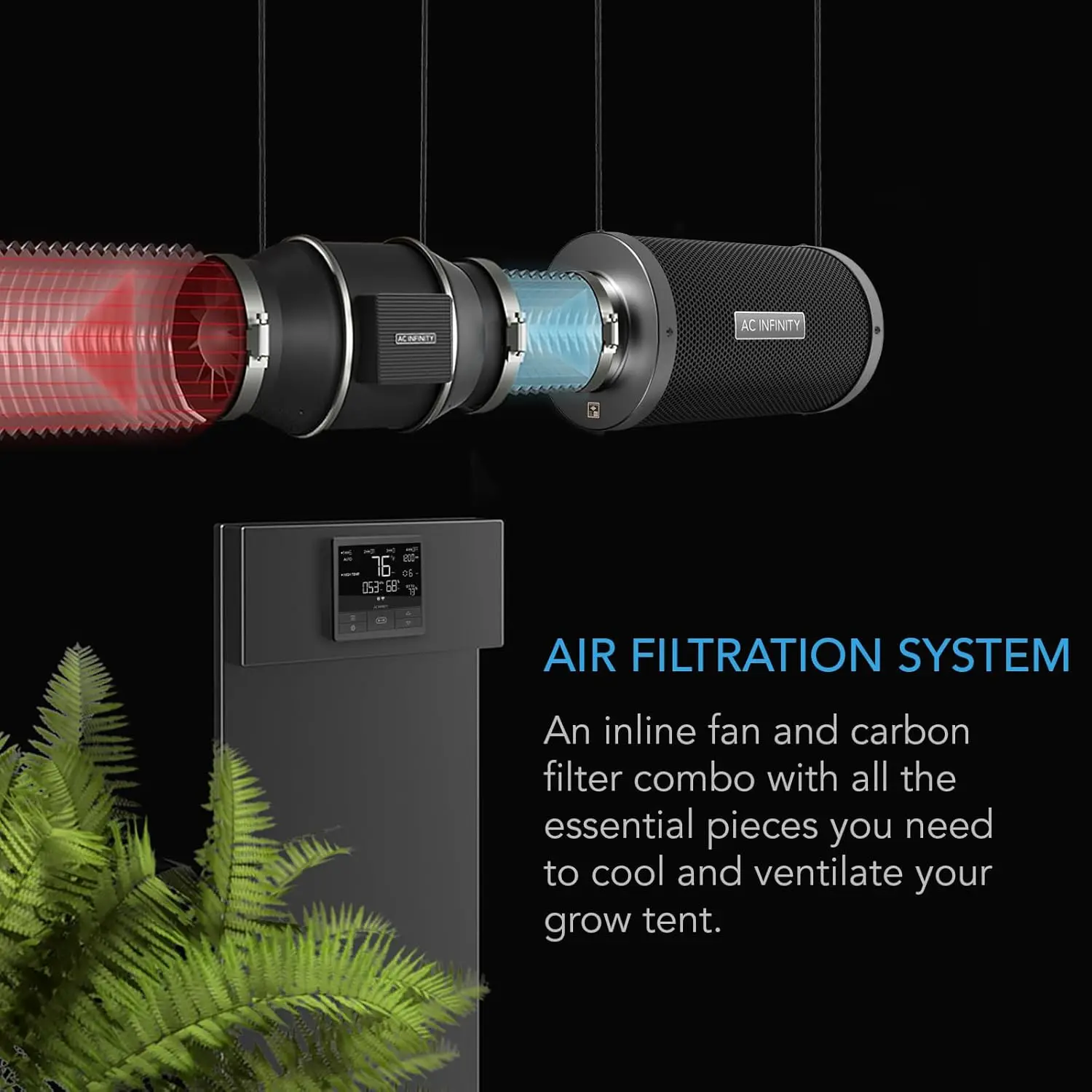 Temperature Humidity VPD Controller with App Control, Carbon Filter, Ducting, Ventilation System