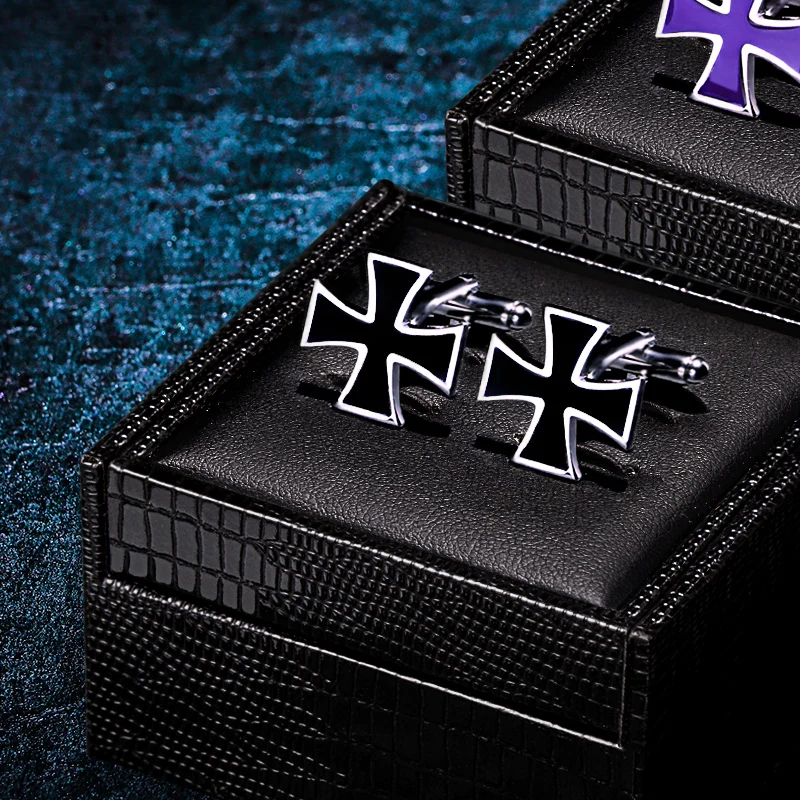 

KFLK Shirt Cufflink for Mens Brand Iron Cross Cuff links Wholesale Fashion Buttons Black Gift High Quality