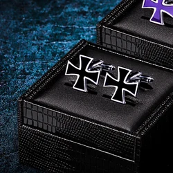 KFLK Shirt Cufflink for Mens Brand Iron Cross Cuff links Wholesale Fashion Buttons Black Gift High Quality