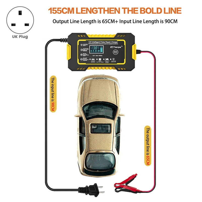 RJTIANYE 12V Fully Automatic Smart Charger 6A High Power Portable Car Motorcycle Battery Charger For Battery Charging