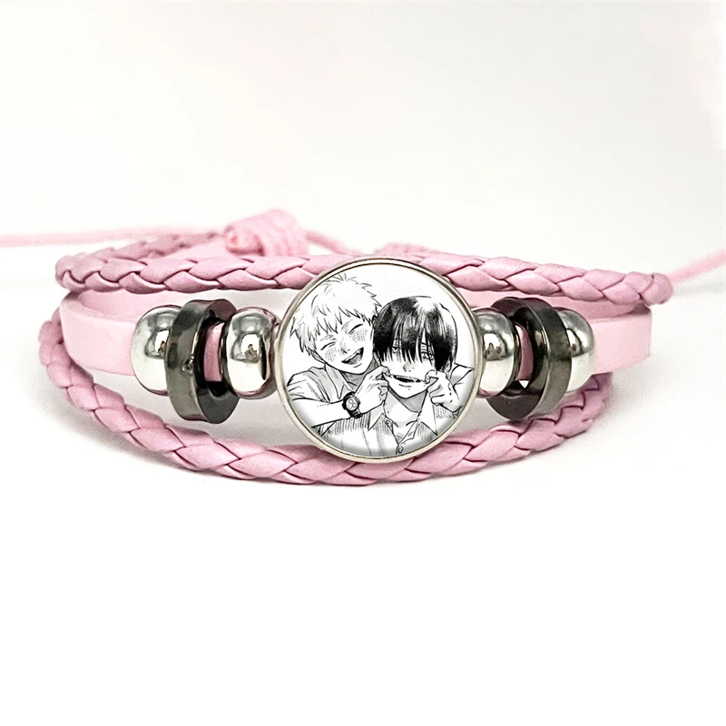 Cartoon Figure Yoshiki Hikaru Leather Bracelets Glass Dome Snap Button Bracelet & Bangles The Summer Hikaru Died Anime Jewelry