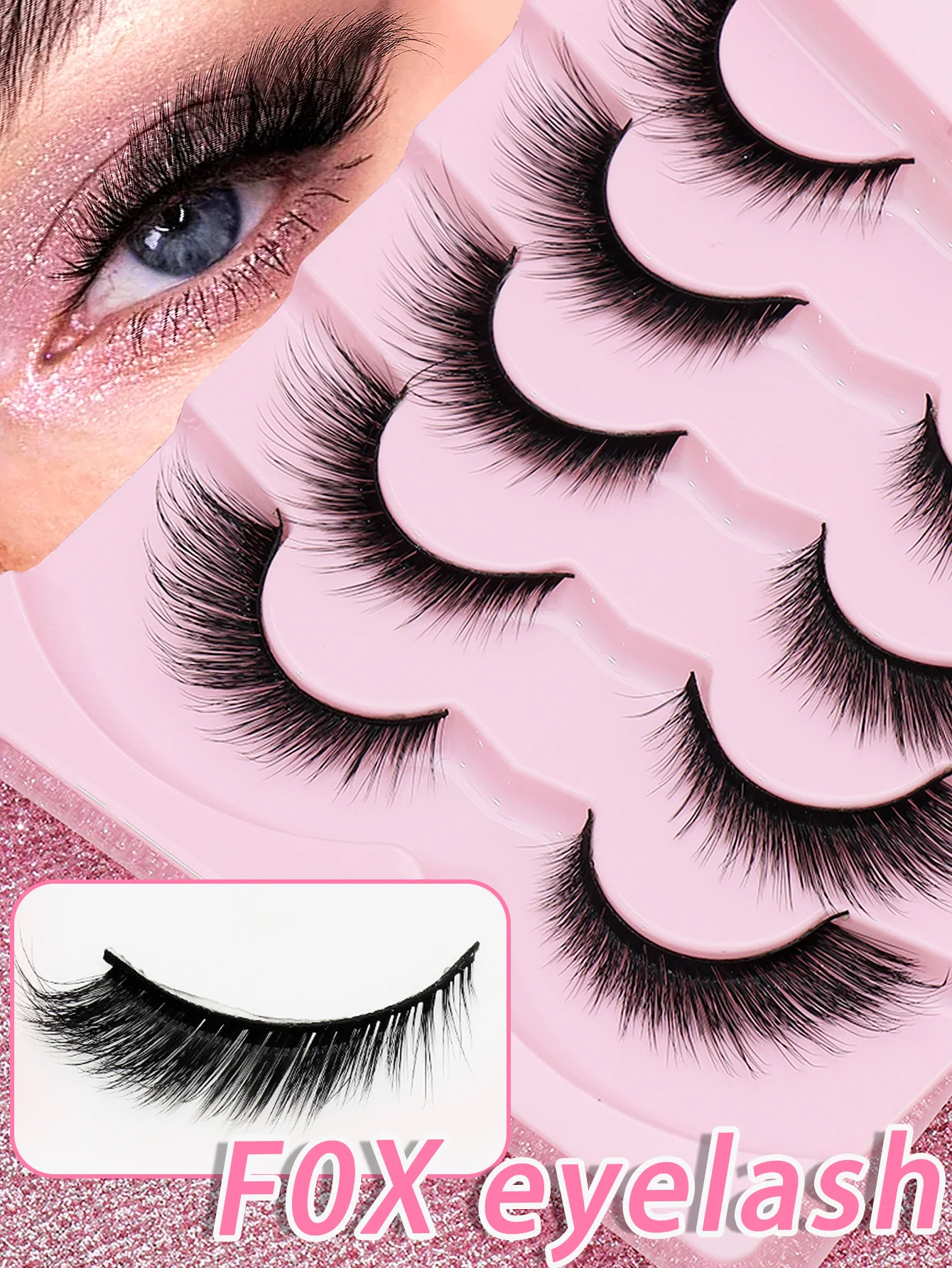 AYRMILLA 5 Pairs FOX Lashes Natural False Eyelashes Dramatic Thick Fake Eyelash Extension Faux Cils Wholesale Makeup Tools