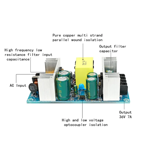 Imagen 2 del producto Módulo de fuente de alimentación conmutada AC100-240V AC-DC 5V 12V 24V 36V 48V 1A 2A 4A 3A 6A 7A 8A 9A 12.5A tablero desnudo Industrial