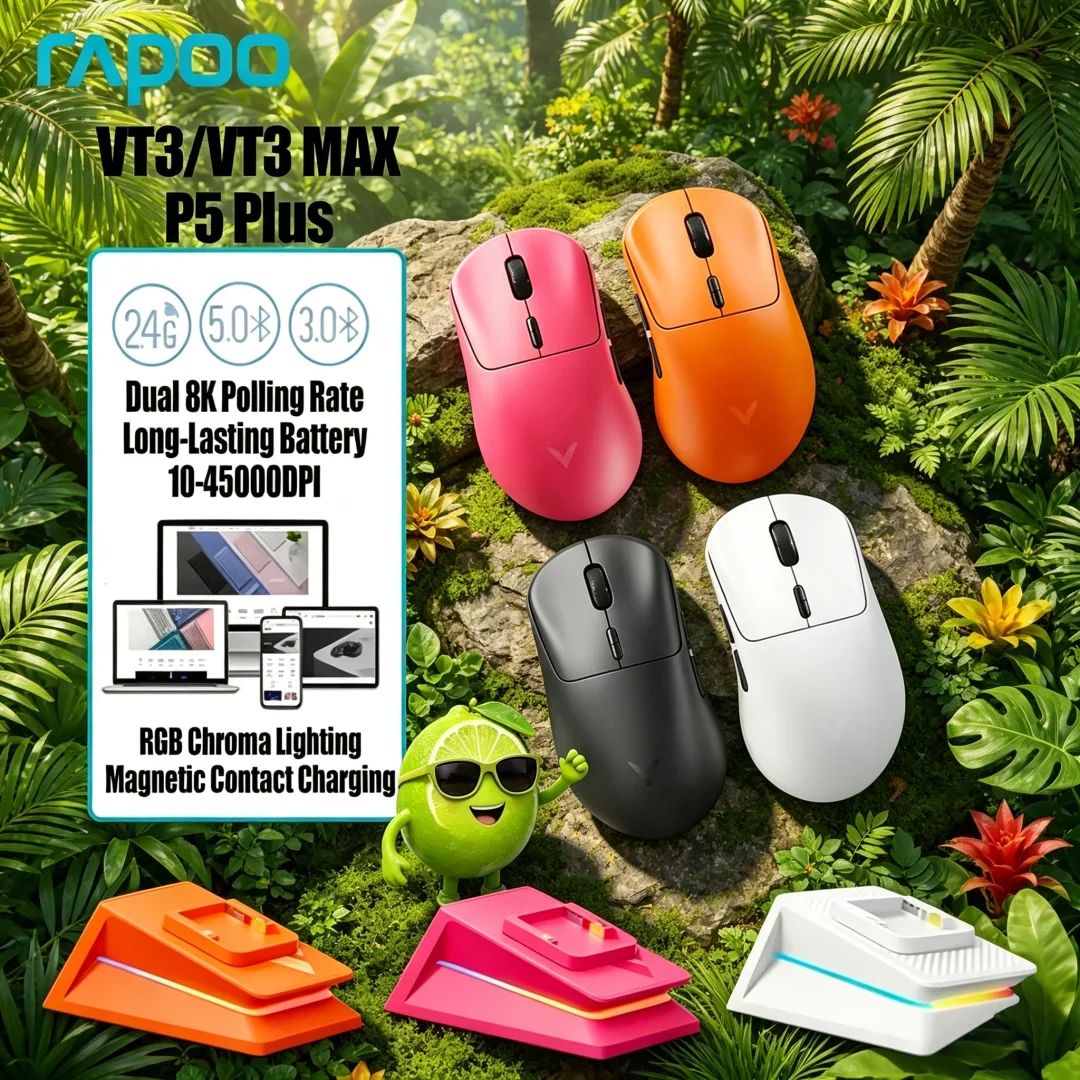 Niche Luxe Rapoo VT3 MAX P5 Plus Wireless Gaming Mouse True 8K Wireless Polling Rate 53g Lightweight Up to 750Hr Battery