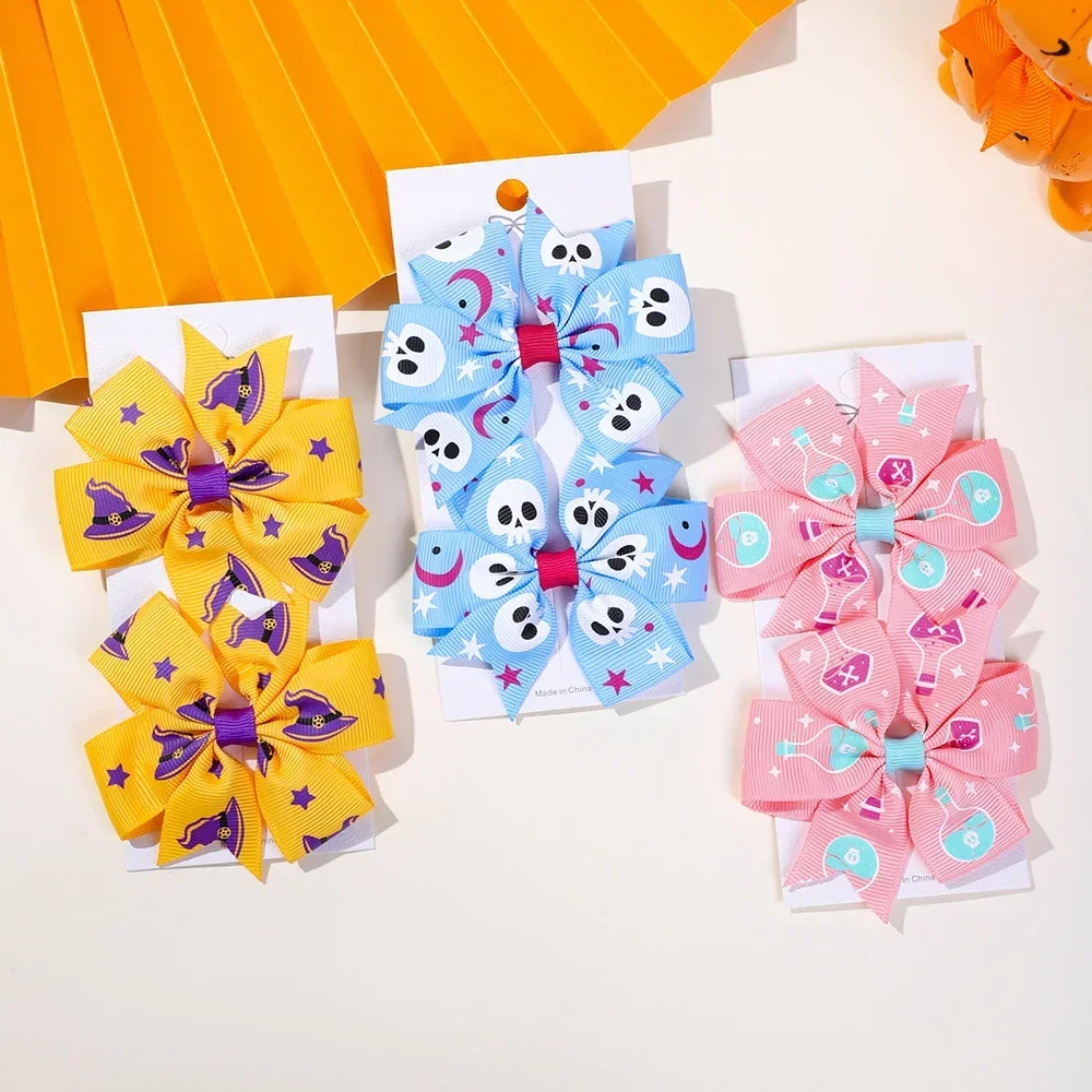 3.14 pollici Halloween Pumpkin Ghost Candy Hair Bow Clips accessori per capelli di Halloween per bambini ragazze forcine per bambini copricapo