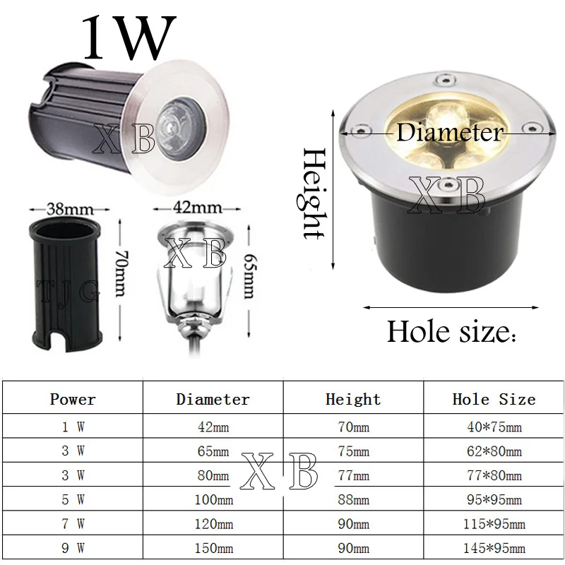 Waterproof LED Underground Light 1W 3W 5W 7W 9W Outdoor Ground Garden Path Floor Buried Yard Spot Landscape IP67 DC12V AC85-265V