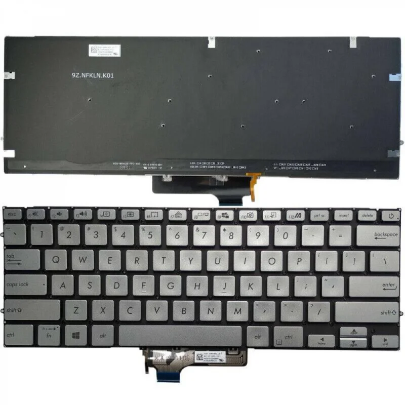 Teclado estadounidense retroiluminado nuevo para ASUS UX431F UX431FA UX431FN UX431FL UX431DA Siliver