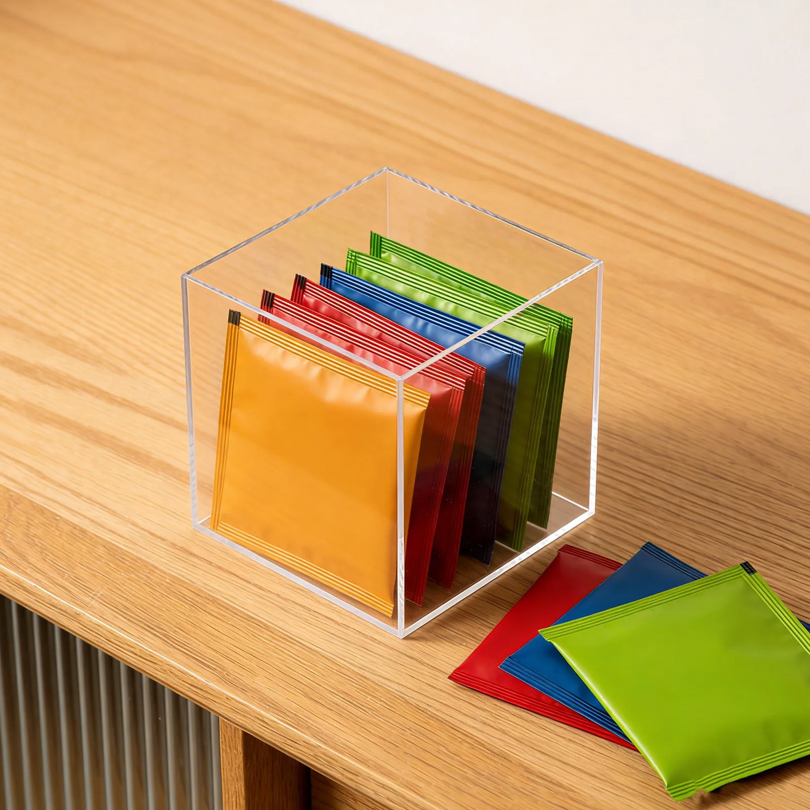 Clear Acrylic Coffee Pod Storage Box Compact Cube Organizer Coffee Capsule Container Cotton Swabs Tea Bag Storage Case