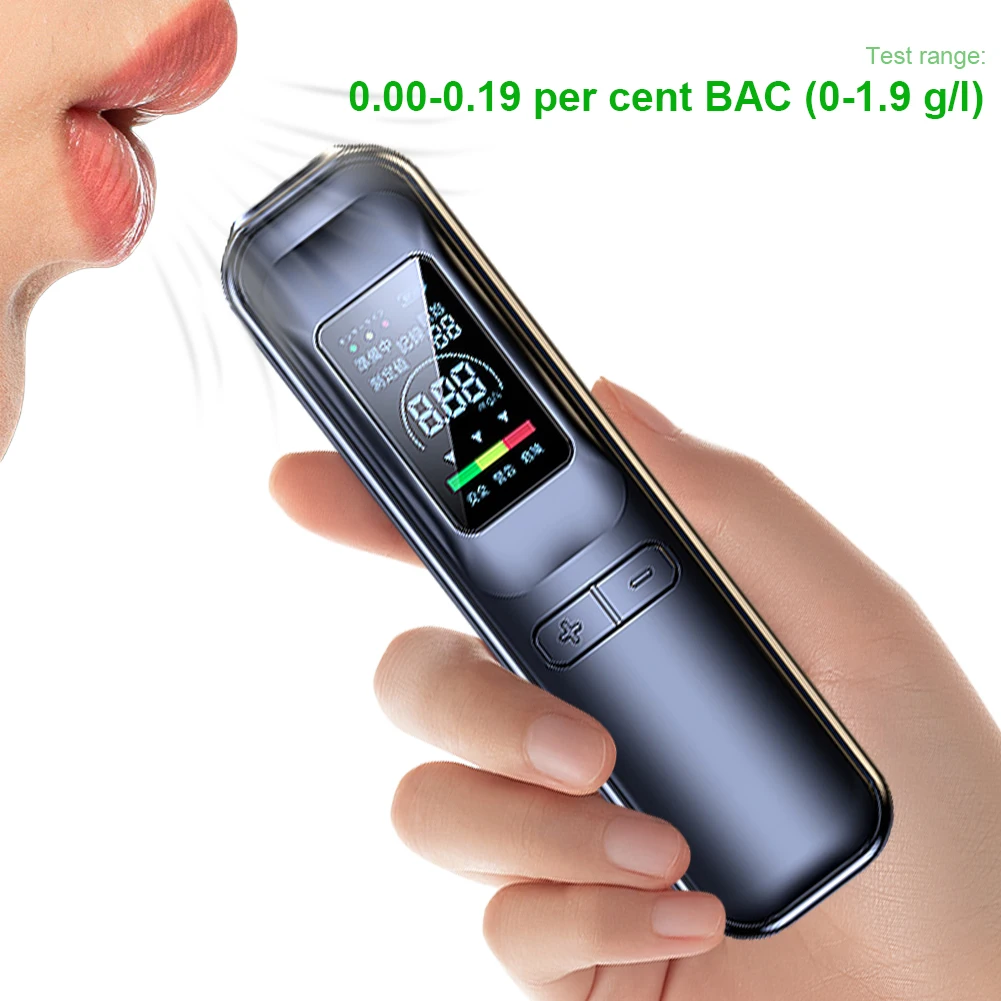 Non-Touching Blowing Breathalyzers LCD Screen Non-Contact Alcohol Blowing Detector Rechargeable for Personal & Professional Use