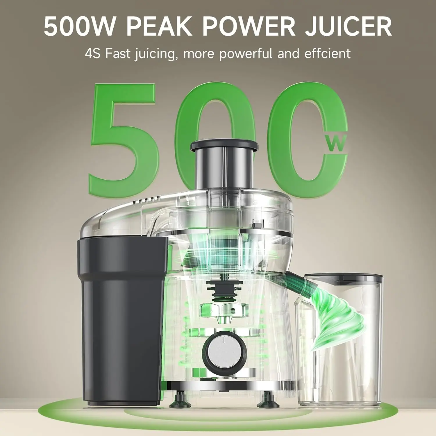 Juicer Machine, 500W Centrifugale Juicer Extractor Met 3 Speed & Wide Mond 3 "Feed Parachute Voor Fruit Groente