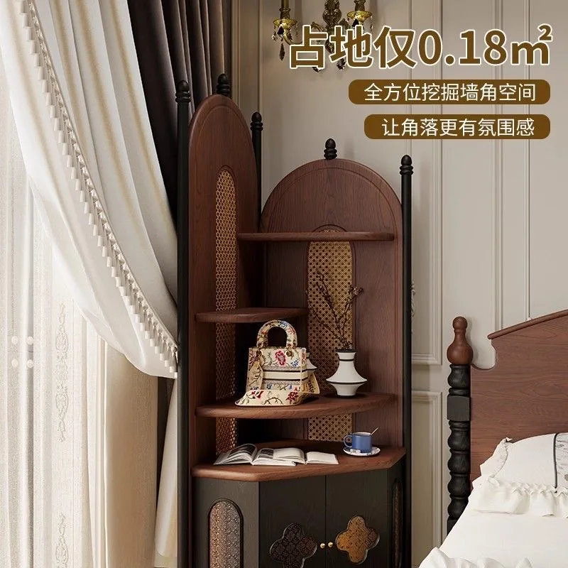 wood corner cabinet triangle area French corner cabinet medium antique corner storage small apartment storage rack