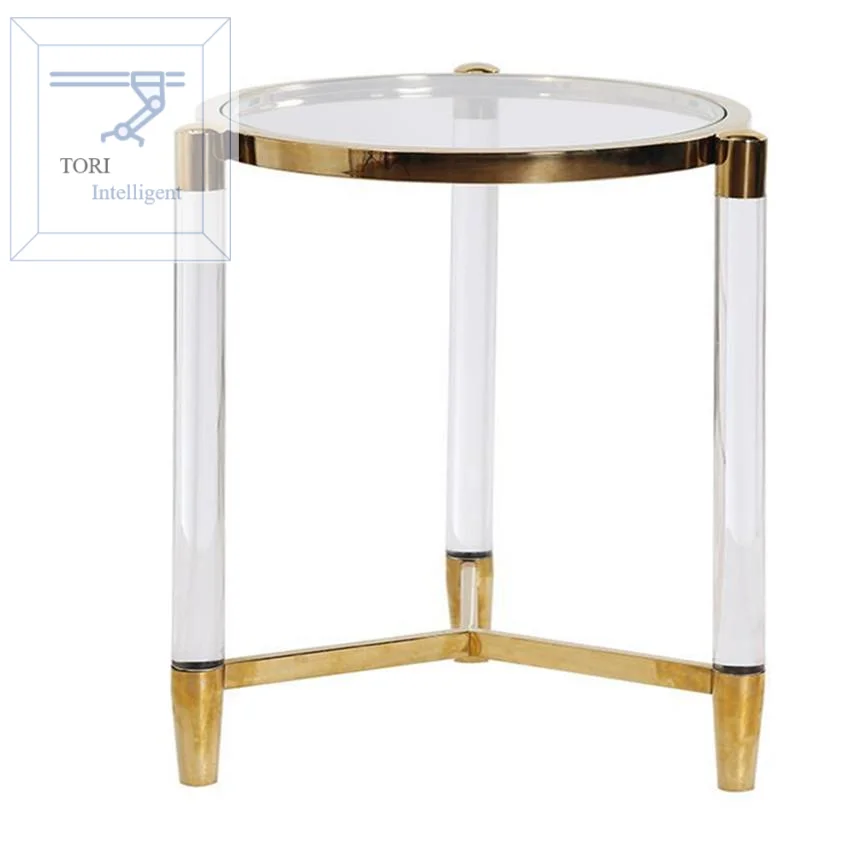 Hot Selling Round Side Table Gold Acrylic End Table Stainless Steel Brass Table Modern Luxury Console Room Furniture