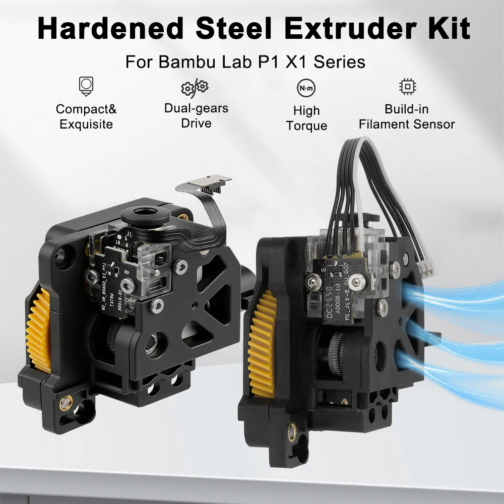 For Bambu Lab X1C P1S P1P Extruder Components Hardened Steel Gear Powerful Extruder For Bambulab X1 3D Printer Replacement Parts