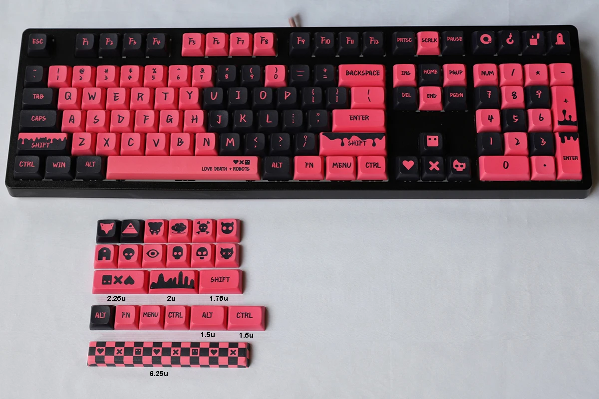 أغطية مفاتيح XDA Rose Gamer PBT Dye-sub لـ 61 63 64 67 68 75 84 87 ​ 96 104 108 لوحات المفاتيح الميكانيكية