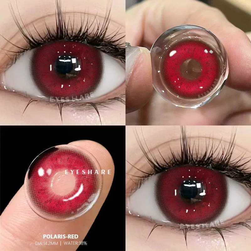 1 Pair Korean Fashion Lenses New Pink Cosplay Anime Lenses Color Contact Lenses for Eyes Cosmetics Colored Contacts Red Eye Lens