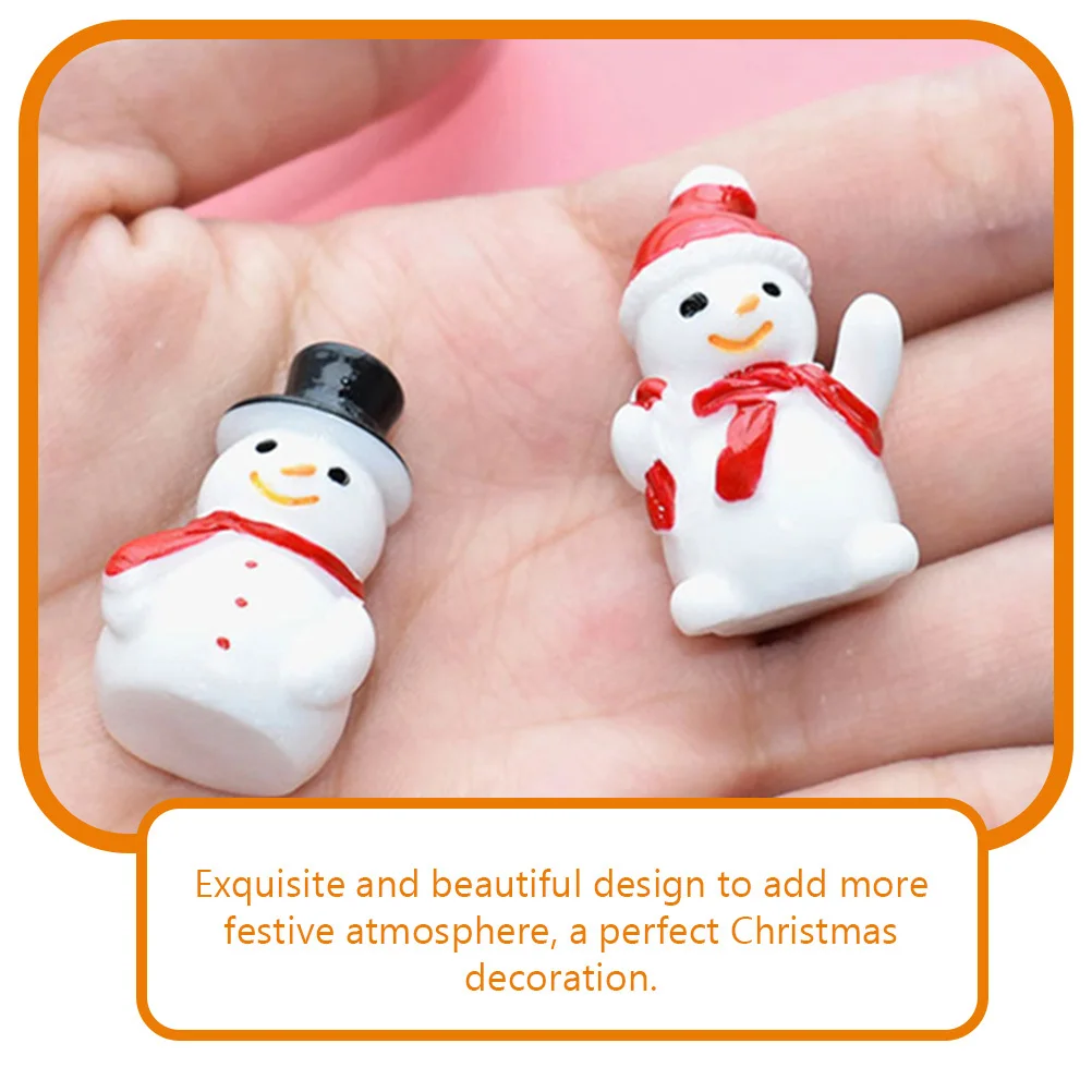 

40pcs Mini Snowman Figurines Resin Christmas Decorations Diy Holiday Craft Tabletop Mantel Xmas Ornaments Landscaping Miniatures