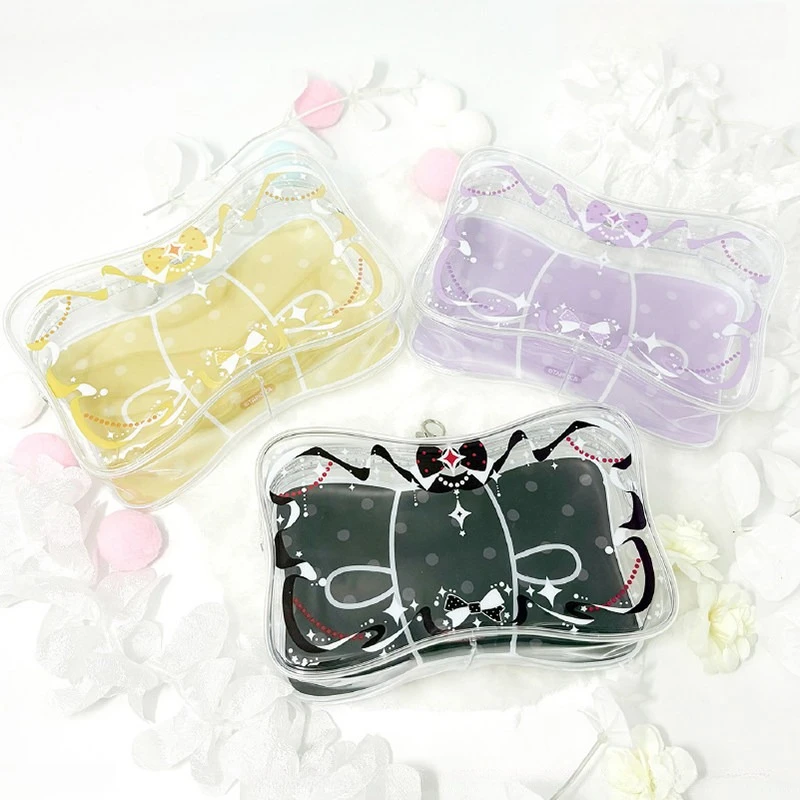 Bow Ribbon 10cm Plushie Display Ita Bag, Kawaii PVC Clear Dustproof Storage Pouch, for Anime Kpop Merch Shooting Prop & Decor
