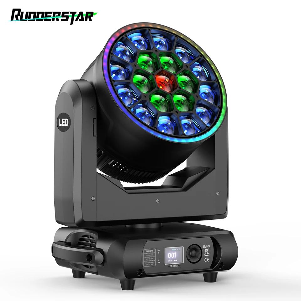 19X15W RGBW Beam Wash Zoom Moving Head Light LED Focusing Lights
