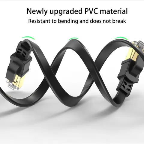 CAT 8 ईथरनेट केबल 40Gbps 2000MHz CAT8 RJ45 नेटवर्क लैन पैच कॉर्ड फ्लैट 10m 15m 20m 30m 50 ft 100feet मॉडेम राउटर PS 5/4 के लिए 8 best sales बिल्ली 8 - №8