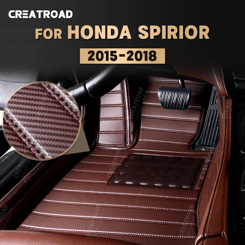 

Custom Carbon Fibre style Floor Mats For Honda Spirior 2015 2016 2017 2018 Foot Carpet Cover Automobile Interior Accessories