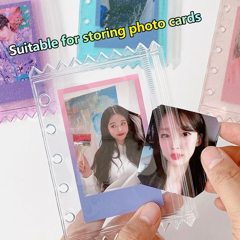 M5 Five Holes Loose Leaf Card Holder Case PVC Transparent Glitter Storage Bag Note Book Inner Bag Card Cover Sleece