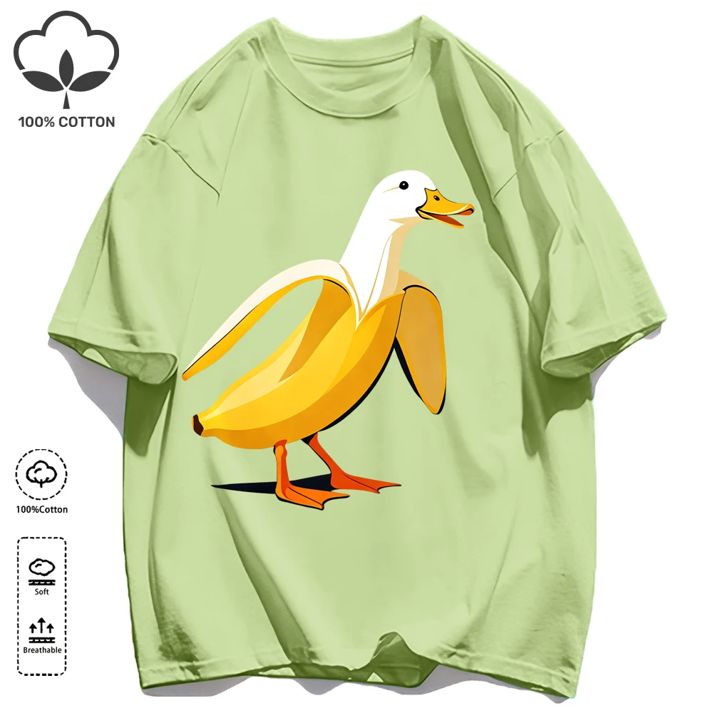 The Combination Of Banana And Duck Men T Shirt Loose Casual Short Sleeve Cotton Fashion O-Neck Tee Summer Unisex Basics Clothing