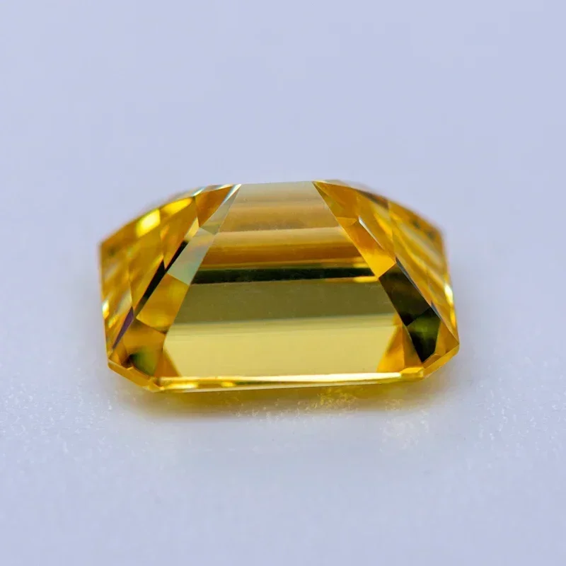 Moissanite Gemstone Emerald Cut Lemon Yellow Color Lab Grown Diamond DIY Ring Necklace Earrings Main Materials with GRA Report