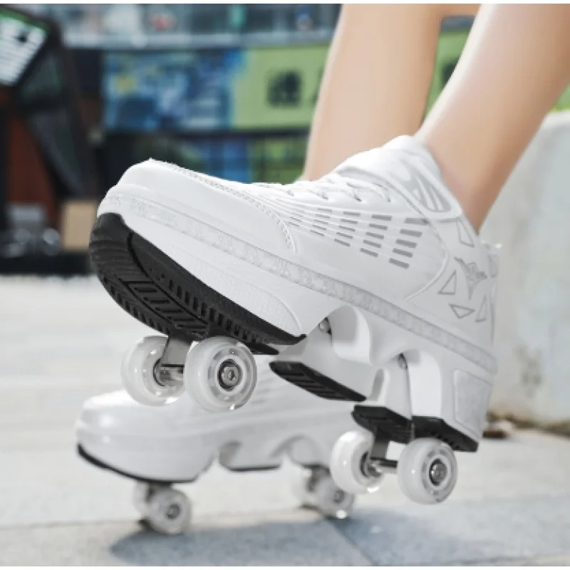 2022 Deform Wheel Skates Roller Skate Shoes With 4-Wheel Casual Deformation Parkour Runaway Sneakers For Children Rounds Walk