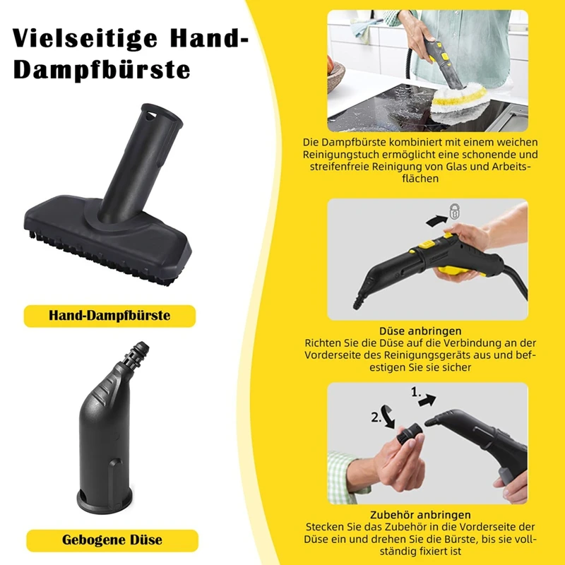 Набор из 10 предметов для пароочистителей Karcher SC1, SC2, SC3, SC4, SC5 — в комплект входят насадки, щетки и салфетки