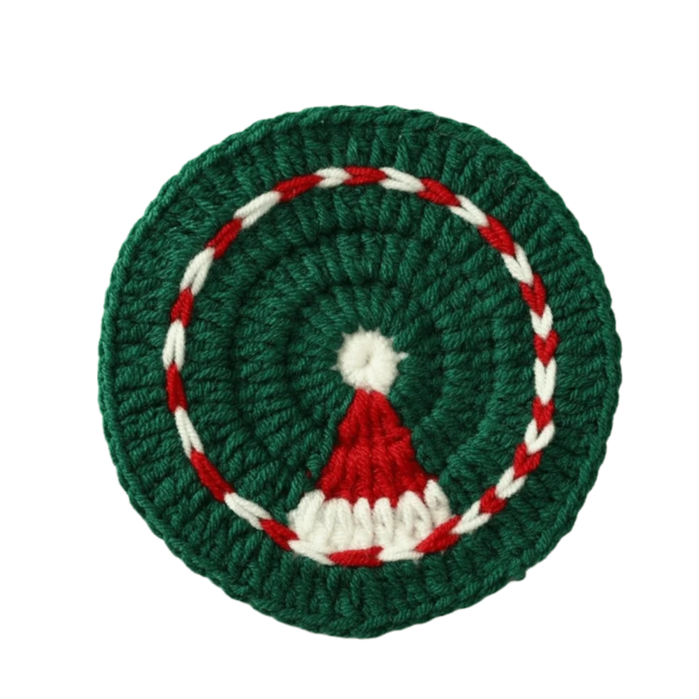 New Handmade Christmas Crochet Coaster Yarn Santa Claus Cup Mat Gingerbread Man Snowman Knitted Drink Coaster Table Decor