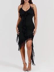 Plus Size Sexy Tassel Ruffle Women's Dresses Sexy Backless Tassel Slim Summer Party Dresses Best for Summer