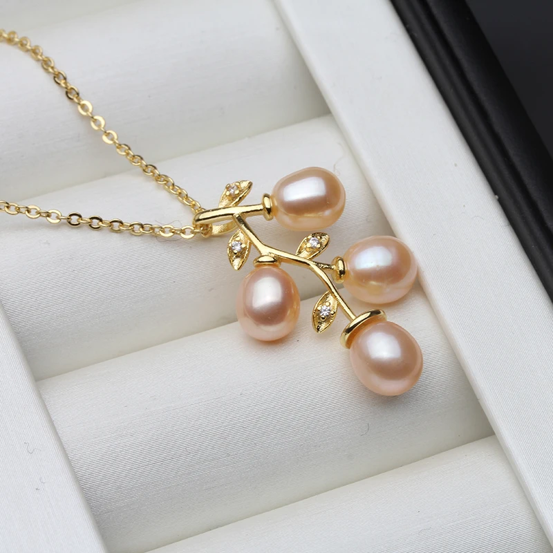 Real Natural Pearl Necklace Pendant For Women,Vintage Freshwater Pearl Pendant 18k Gold Plated Mother Wife Birthday Gift
