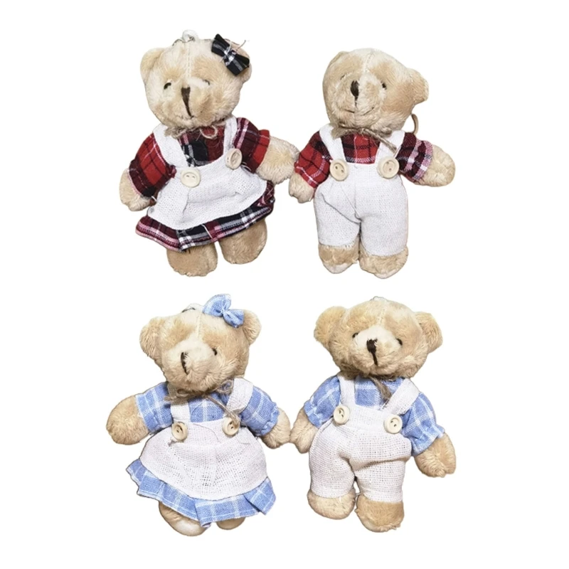 2 Pack Lovely Bear Keyrings Pendants Bear Backpack Pendants Couple Keychains Bear Bag Pendants Gift for Lovebirds