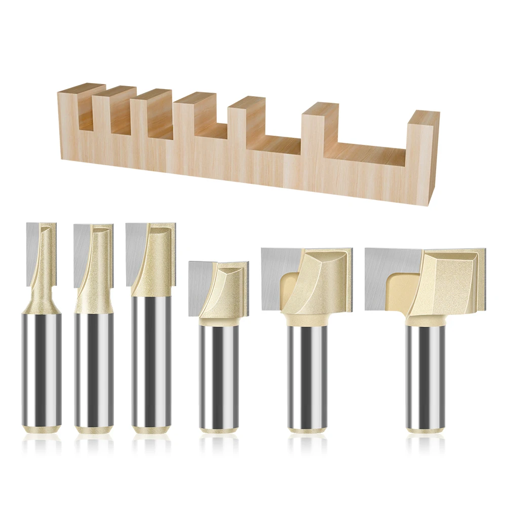 Profissional Shank Limpeza Bottom Bit, Fresa para Madeira, Carboneto de Tungstênio Router Bit, Woodwork Tool Set, Fresa, 6mm, 12mm