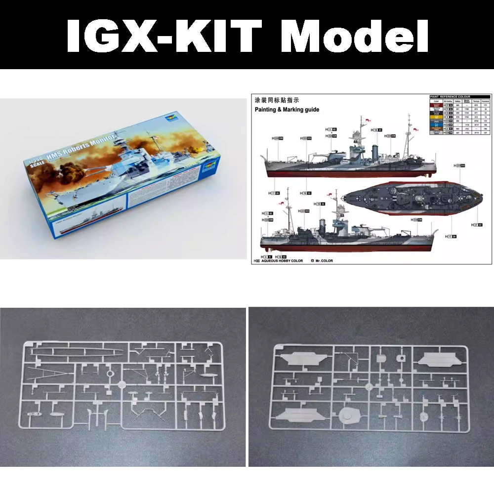 Trumpeter 05335 1/350 HMS Roberts Monitor Militärschiff Montage Kunststoffspielzeug Handwerk Display Modellbausatz