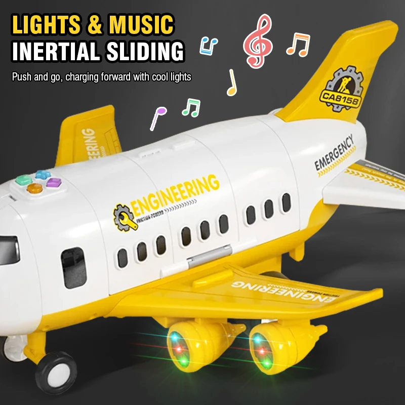 

DIY Airplane Storage Multi-functional Track Kids Toys With Lights Music Inertial Sliding Car Engineering Vehicle Education Model