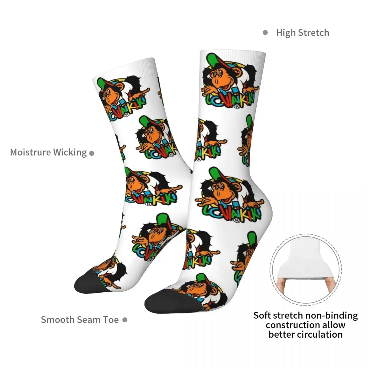 Monkey Lc Waikiki Singe Socks Harajuku Super Soft Stockings All Season Long Socks Accessories for Man's Woman's Birthday Present