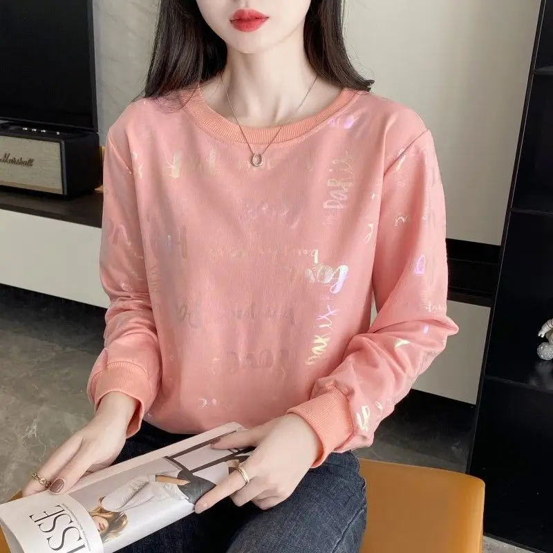 

Модные повседневные блузки с буквенным принтом, женская одежда, весна-осень 2022, новые свободные универсальные топы с длинными рукавами, милые рубашки