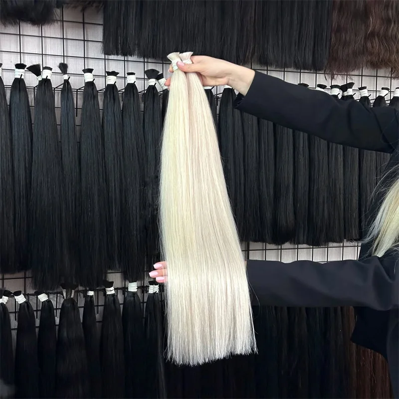 100% 本物の人毛バルクヘアバージンレミーストレートヘア Bulk18 30 インチ 1b613 ハニーブロンドバンドルヘアエクステンションなし横糸